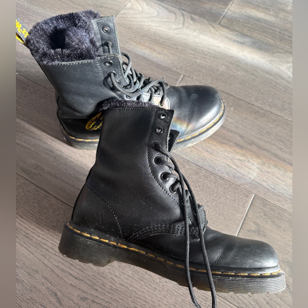 Dr Martens Black Leather Lace-Up Boots